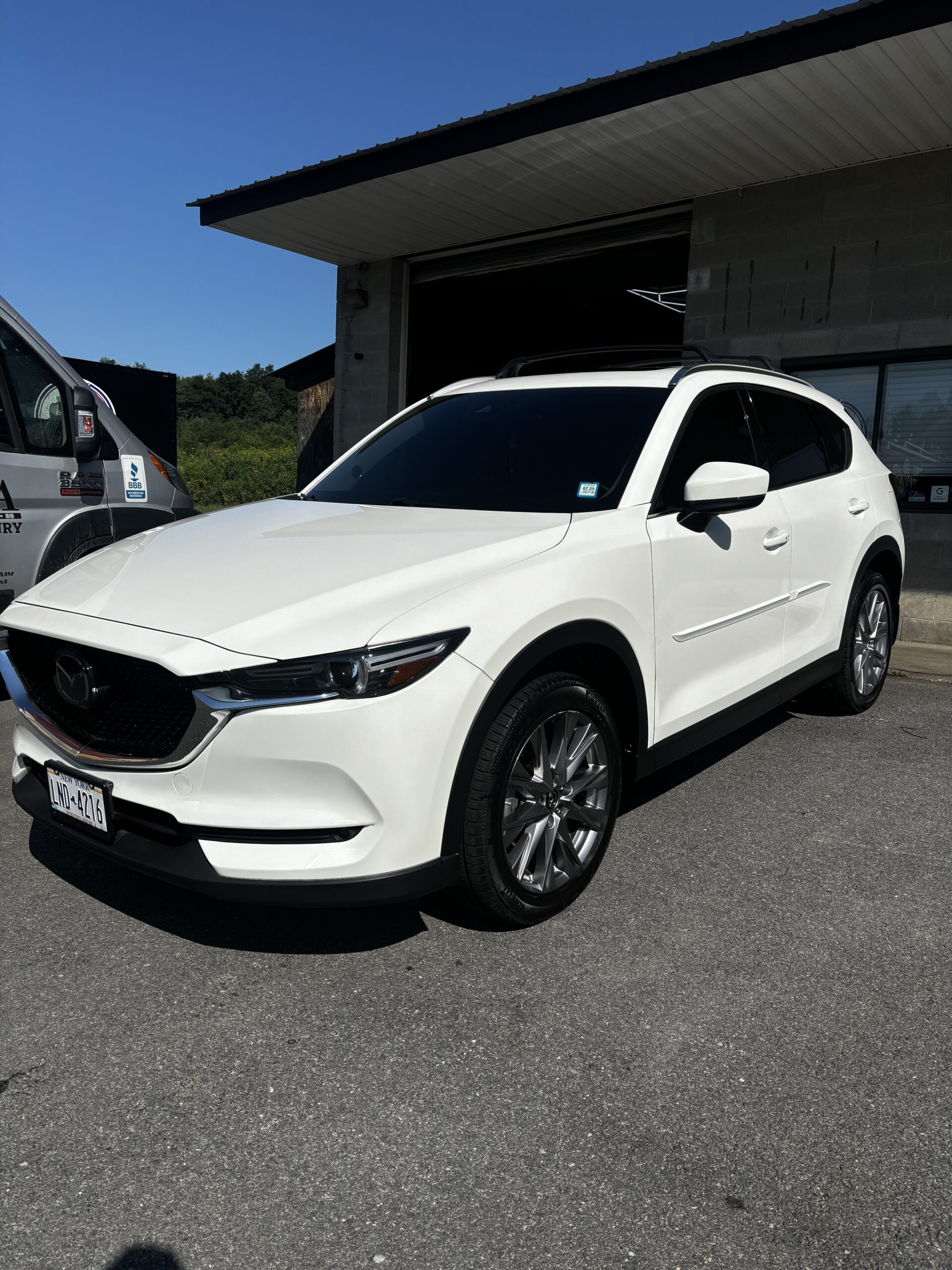Full windshield tint installation showing 35 percent carbon tint