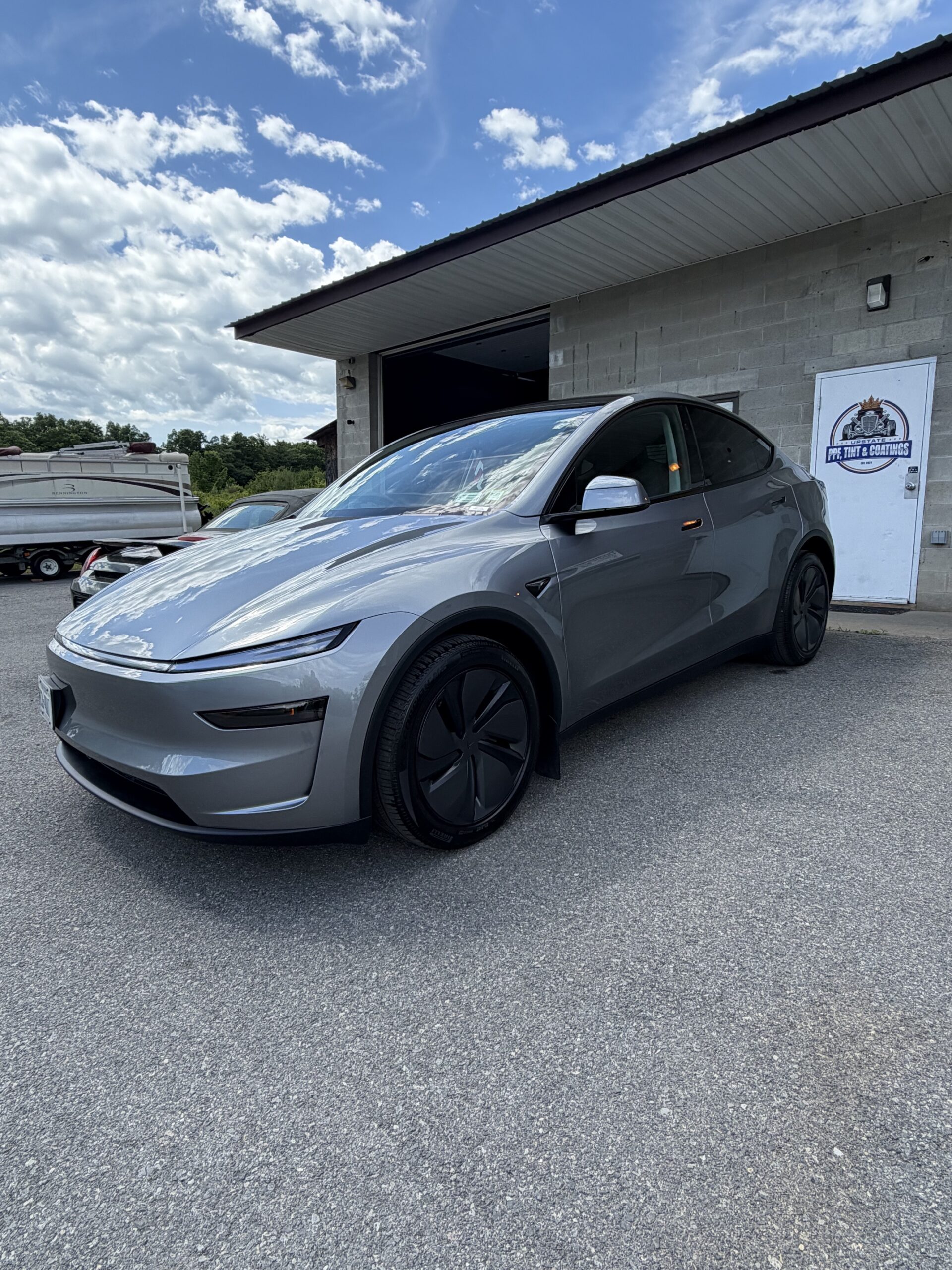 Silver Tesla Model Y ceramic coating Schenectady NY